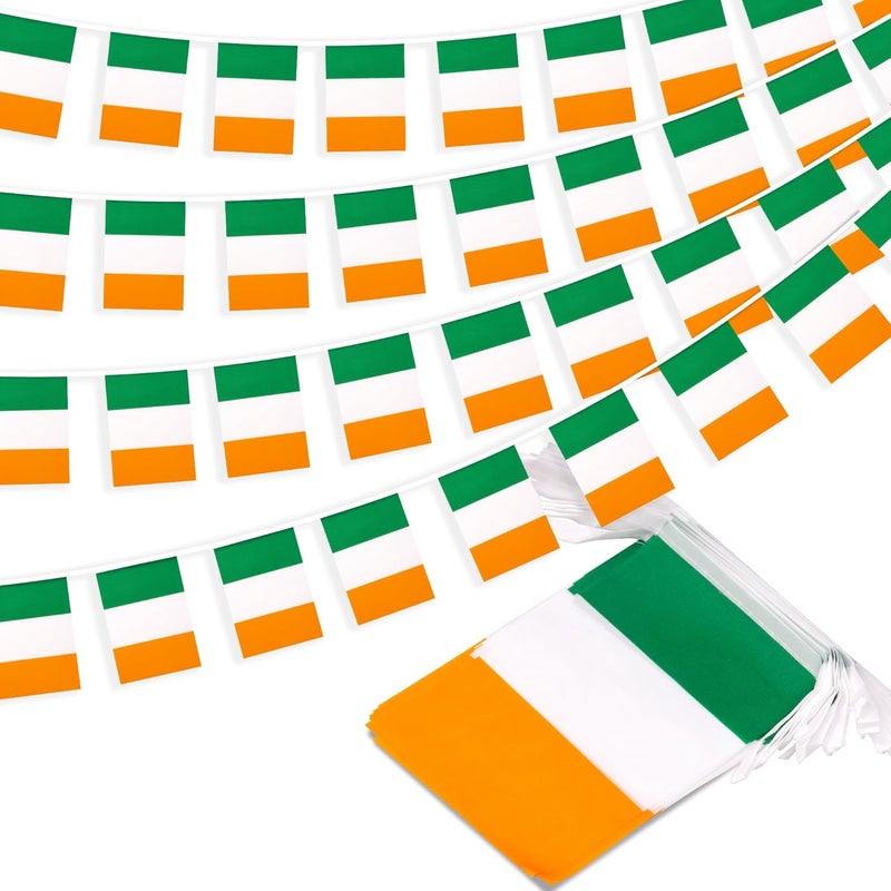 MVPRING Ireland String Flag Pennant Banner, Small Mini Irish Flags Bunting Banner, St Patrick's Day National Country Decoration for School, Party, Sports Events, Patriotic Festival, 33 Feet 30 Flags - Image 1